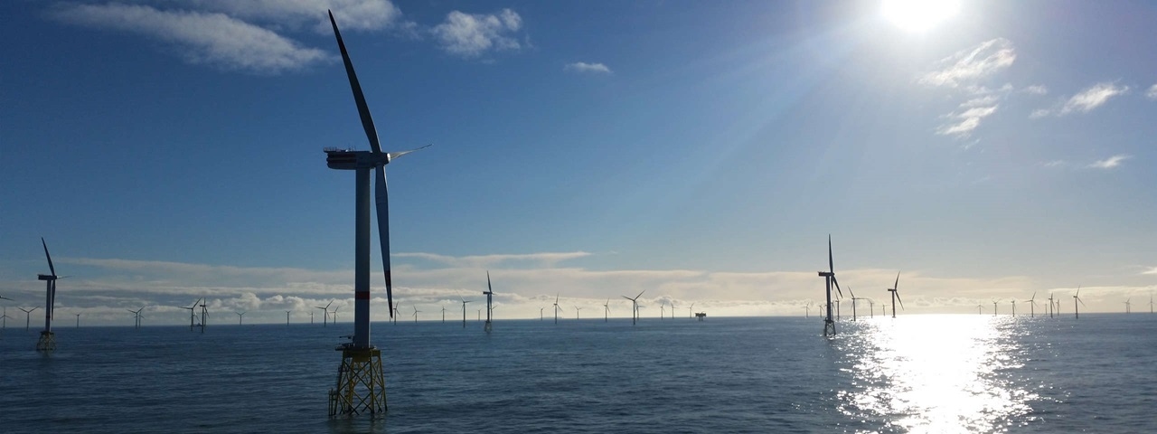 Der Offshore-Windpark Nordsee Ost, 60 Kilometer vom Festland entfernt (Bild: RWE)